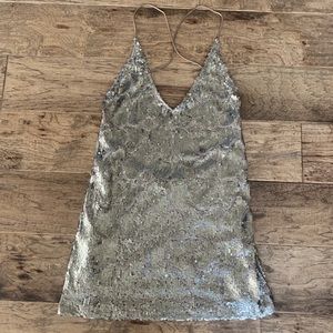 Motel Sequin Backless Slip Mini Dress